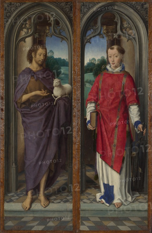 Saint John the Baptist and Saint Lawrence (Panels of the Pagagnotti Triptych), c. 1480.