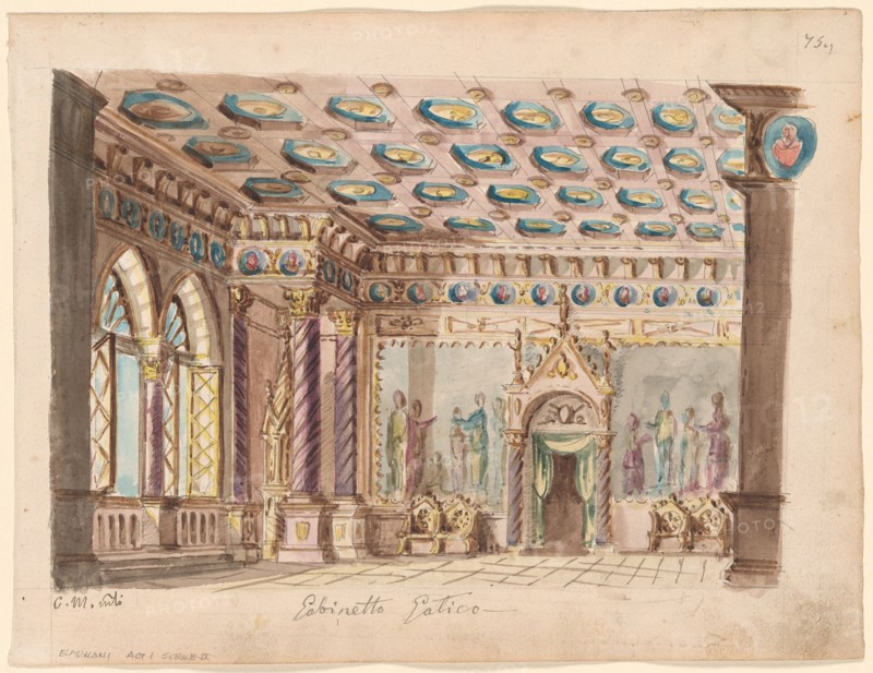 Set design for the Opera Ernani by Giuseppe Verdi.