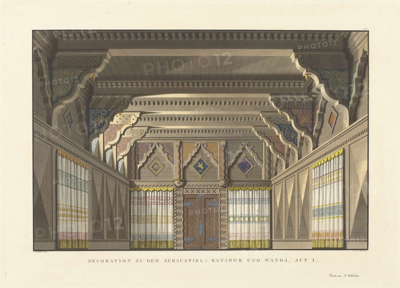 Stage design for the play Ratibor and Wanda by Konrad Levezow, 1824.