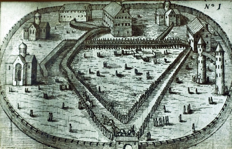 The Fortress in Alexandrovskaya village. Published by Jacob Ulfeldt, 1578.