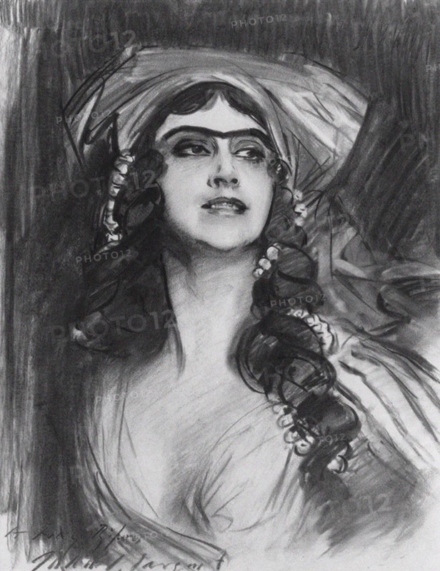 Portrait of the Ballet dancer Tamara Karsavina (1885-1978) as Thamar in the ballet Thamar by M.A. Ba