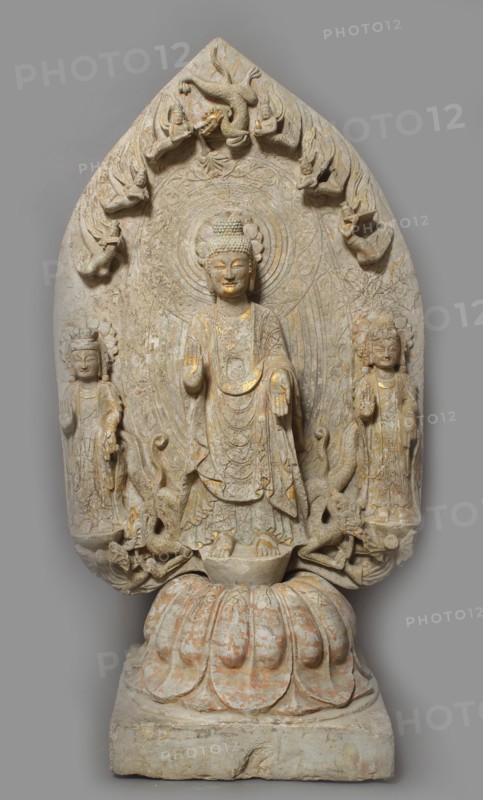 Votive Stele with Buddha and two Bodhisattvas, 534-550.