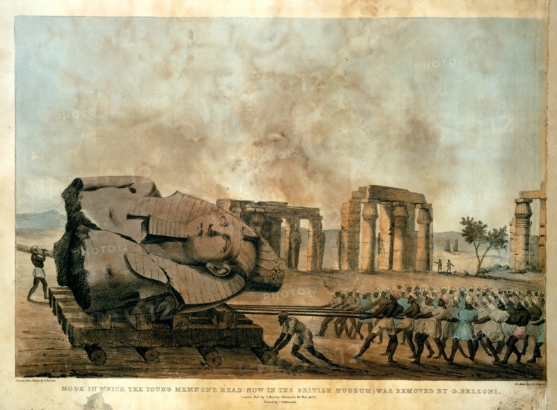 Mode in which the young Memnon's head was removed by G. Belzoni, 1820.
