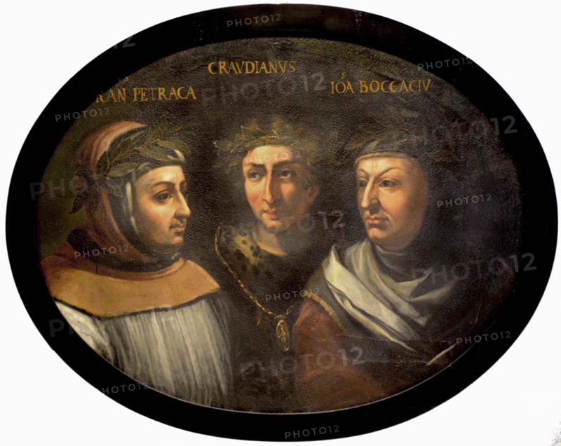 Francesco Petrarca, Claudius Claudian and Giovanni Boccaccio, 16th century.