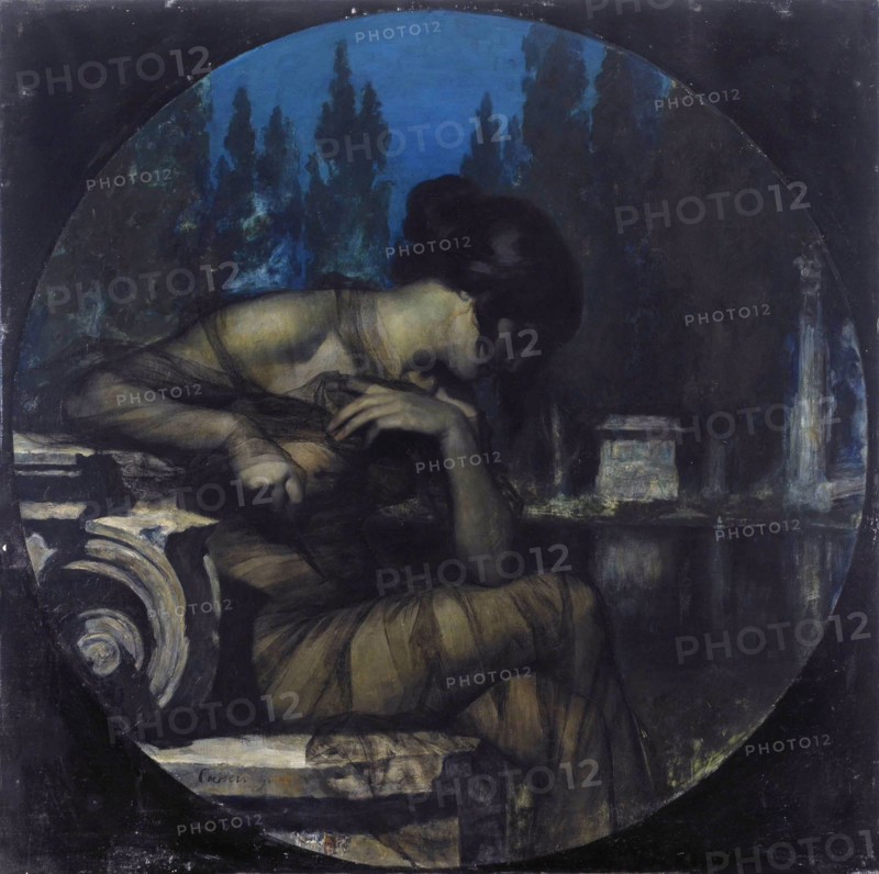 Landscape with seated female figure (The night), 1909.