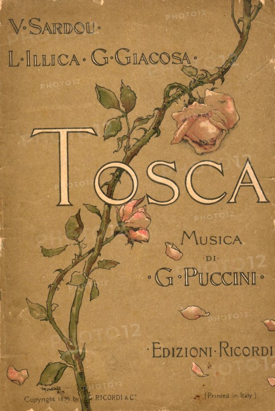 Cover of the Libretto of opera Tosca by Giacomo Puccini, 1899.
