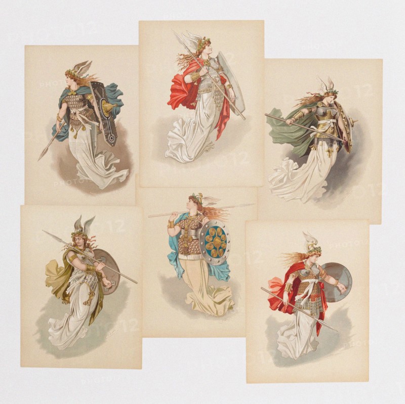 Costume designs for opera Der Ring des Nibelungen by Richard Wagner, 1889.