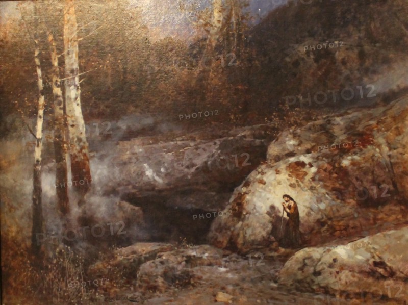 Set design for opera Tannhäuser by Richard Wagner. Tannhäuser returns from his pilgrimage to Rome, 1