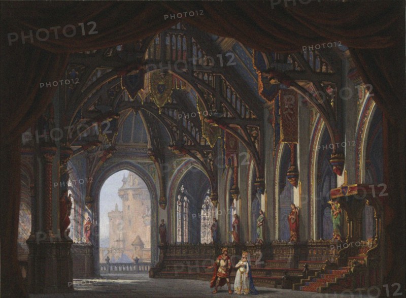 Set design for Opera Tannhäuser by Richard Wagner. Paris, Théâtre de l'Opéra-Le Peletier, 13.03.1861