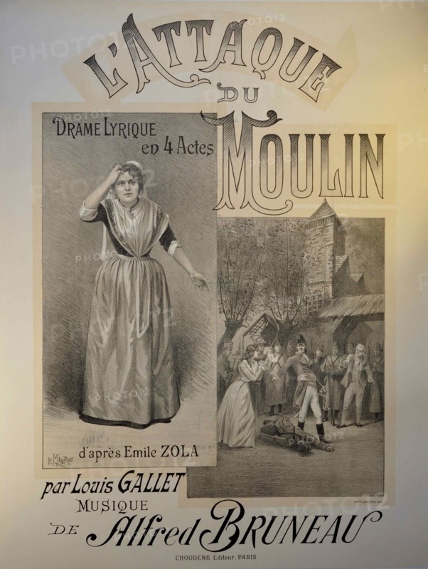 Poster for the Opera L'attaque du moulin by Alfred Bruneau, 1893.