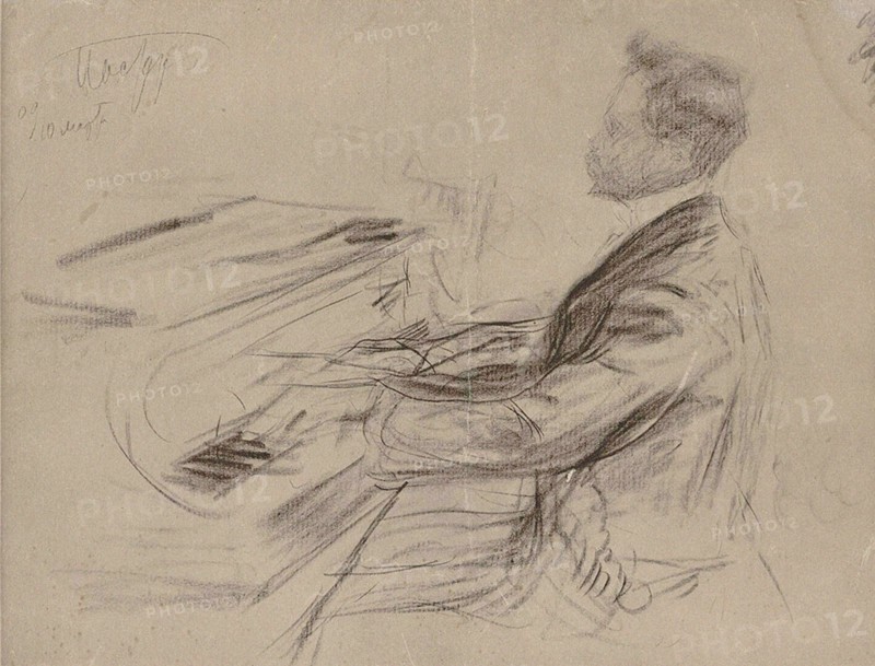 Alexander Scriabin (1872-1915) at the grand piano, 1909.