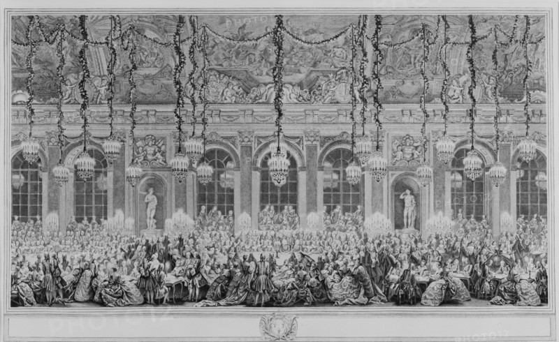 Decoration of the Hall of Mirrors in Versailles, on the occasion of the second marriage of the Dauph