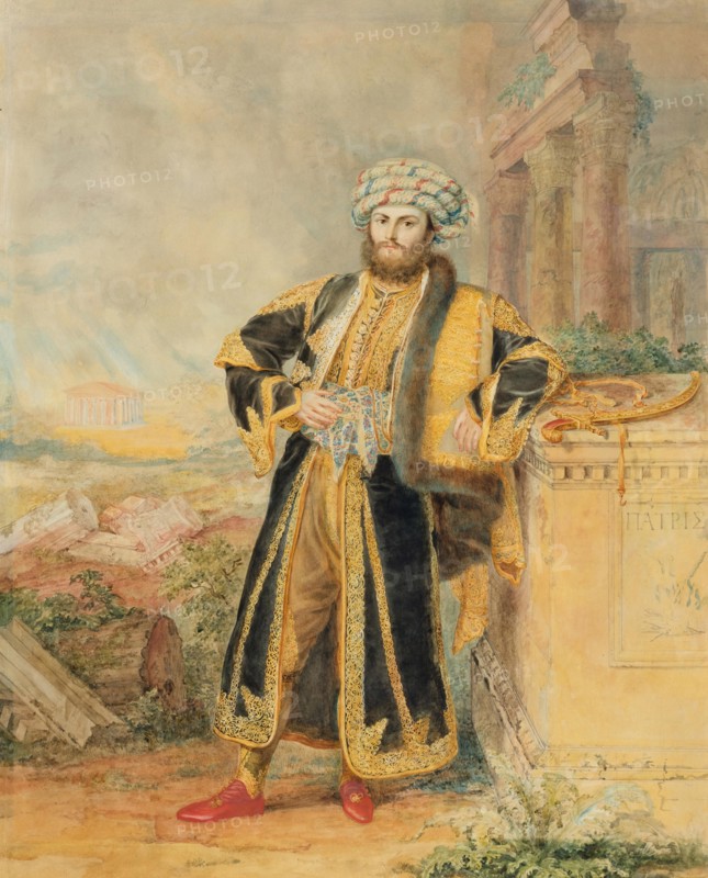 Portrait of His Excellency Alexandros Mavrokordatos (1791-1865) als a Greek freedom fighter in Turki
