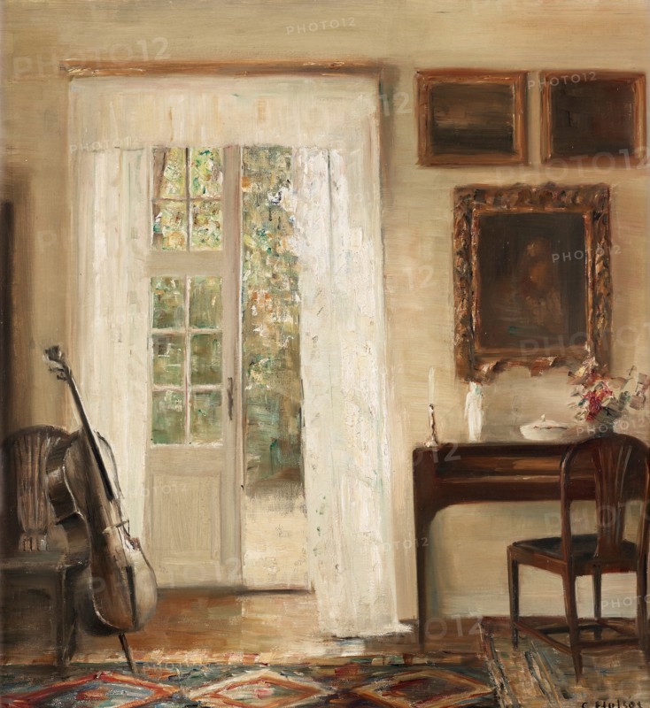 Interior with a cello.