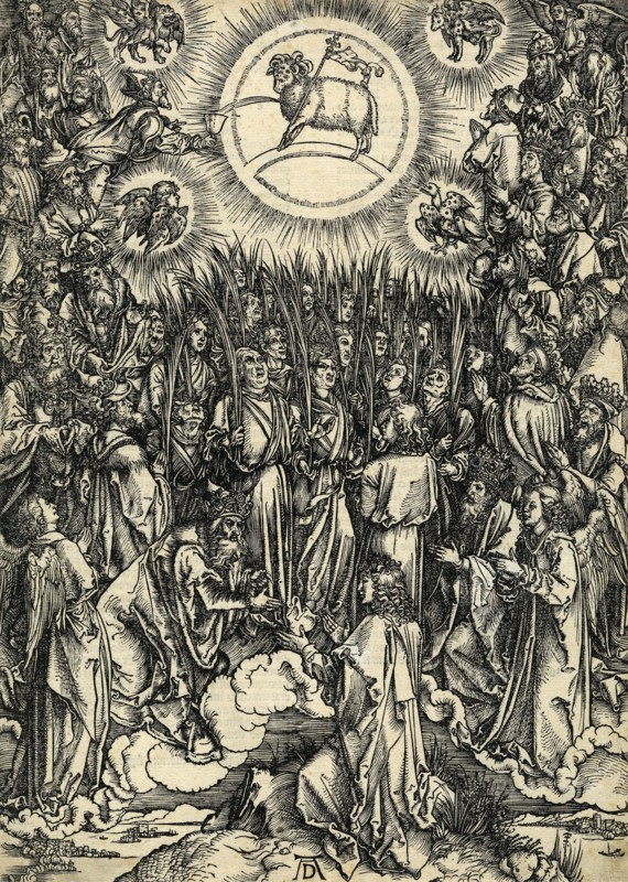 The hymn in adoration of the lamb. From Apocalypsis cum Figuris, 1498.