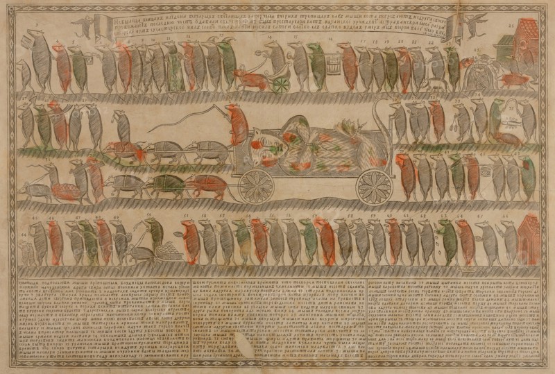 The Mice are burying the Cat (Lubok), 1881.