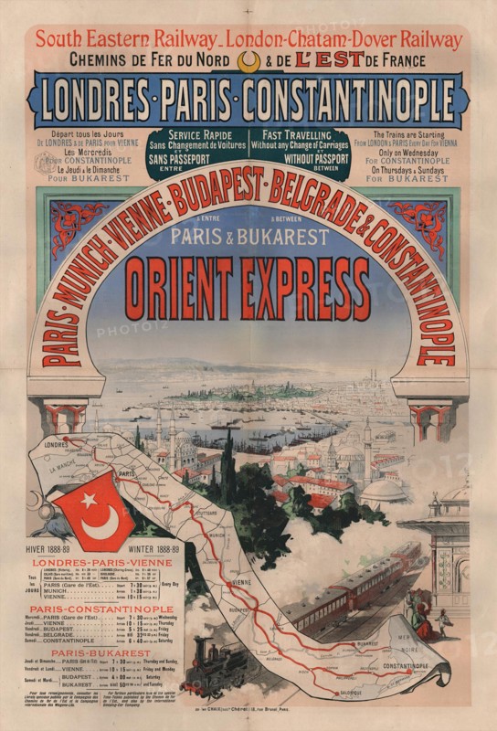 Poster advertising the Orient Express, 1888.