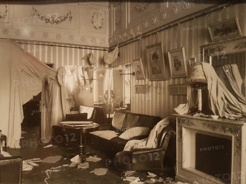 Boudoir of Empress Alexandra Fyodorovna after the Storming the Winter Palace, 1917.