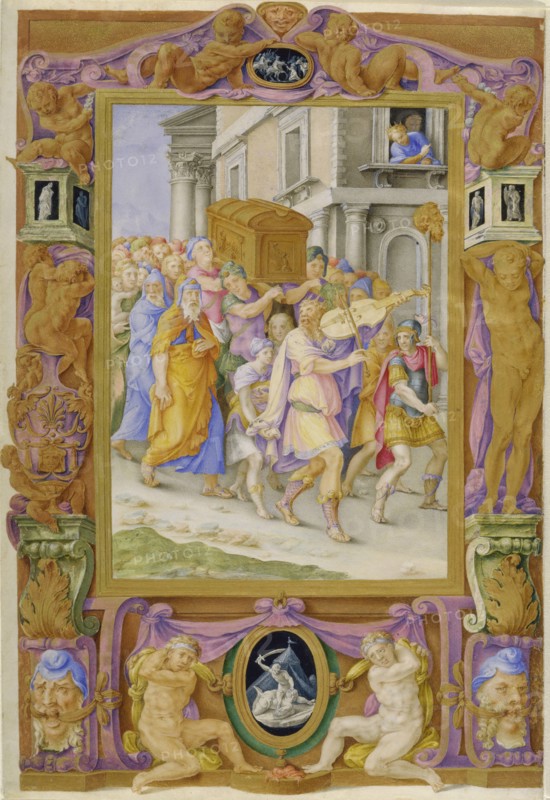 King David dancing before the Ark of the Covenant, c.1540.
