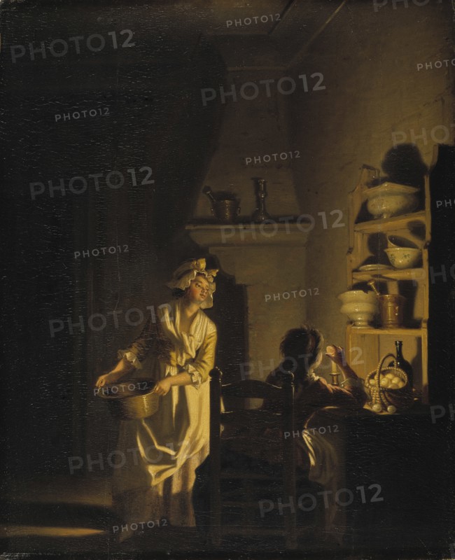 Testing Eggs. Interior of a Kitchen.