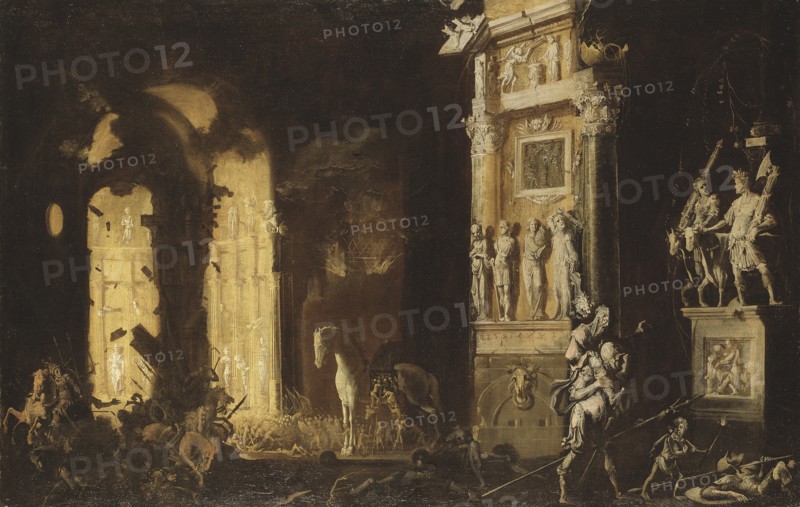 The Fire of Troy with Aeneas Carrying Anchises.
