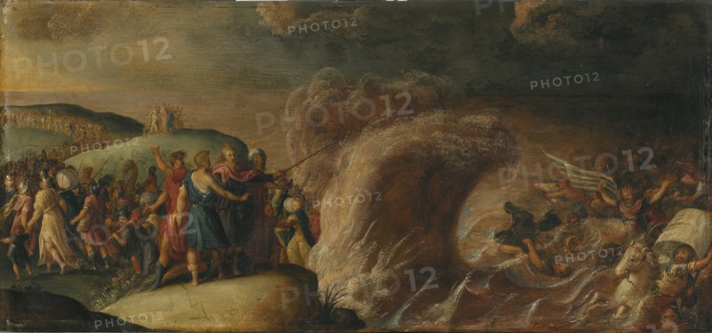 The Israelites crossing of the Red Sea.