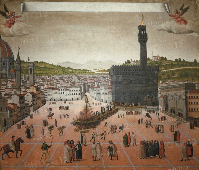 Girolamo Savonarola's execution on the Piazza della Signoria in Florence in 1498, 1498.