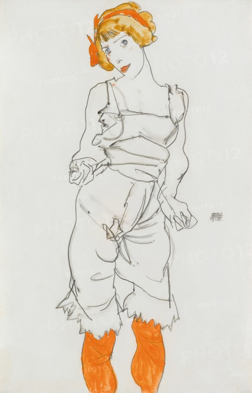 Woman in Underclothes and Stockings (Wally Neuzil), 1913.