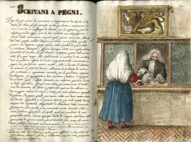 The pawnshop. From Gli abiti de' Veneziani, Second Half of the 18th cen..