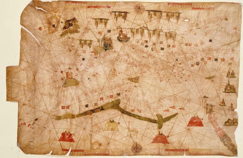 Nautical chart of the Mediterranean Sea, 1508.