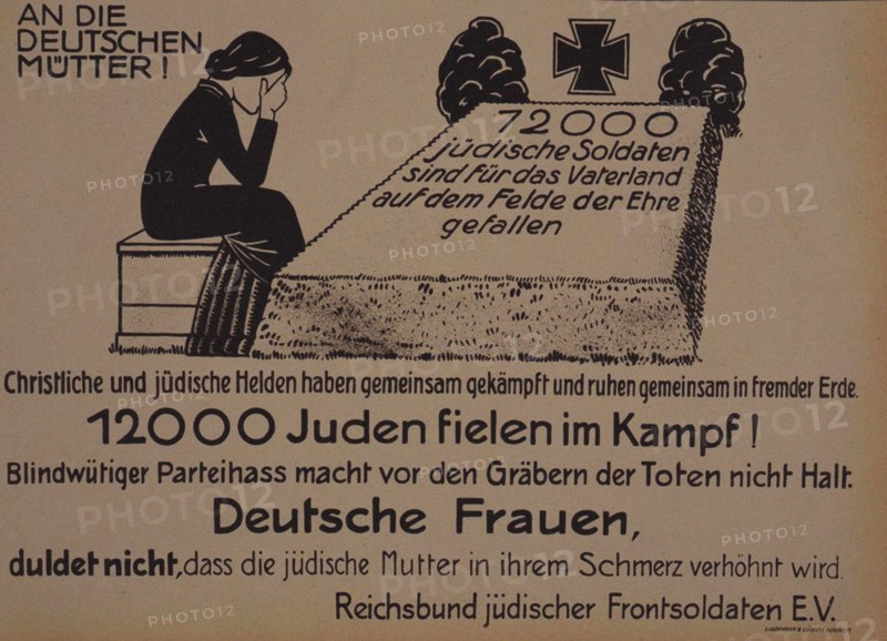 To the German mothers! Leaflet of the Reich Federation of Jewish Front Soldiers, c. 1920.