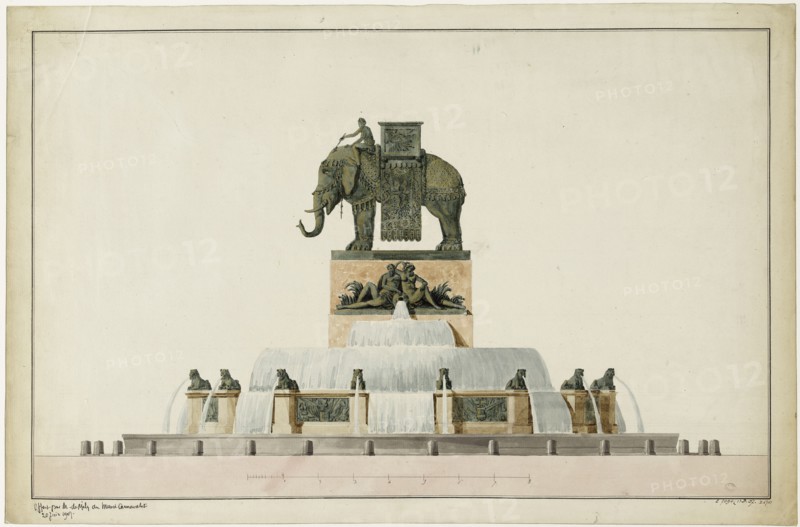 Project of the Elephant Fountain at the Place de la Bastille, ca 1809-1819.