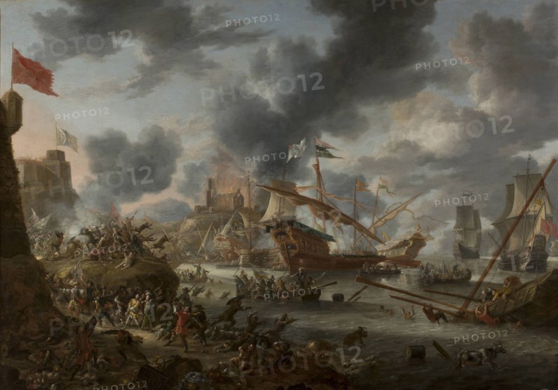 A naval battle between Christians and Turks, 1657.