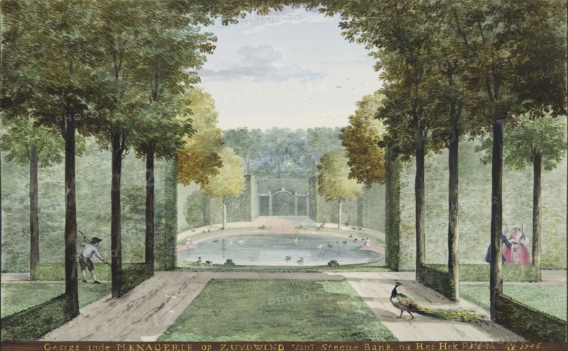 The garden with the menagerie of the Huis Zuydwind at 's Gravenzande, 1746.