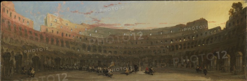 The interior of the Colosseum at dawn, c. 1850.