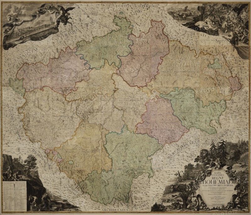 Map of the Kingdom of Bohemia, 1722.