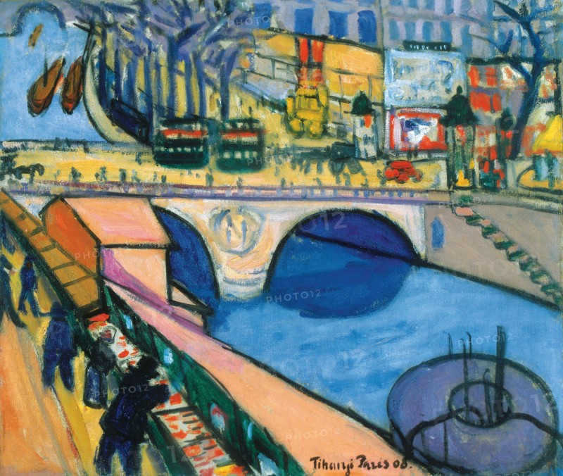The Pont Saint-Michel in Paris, 1908.