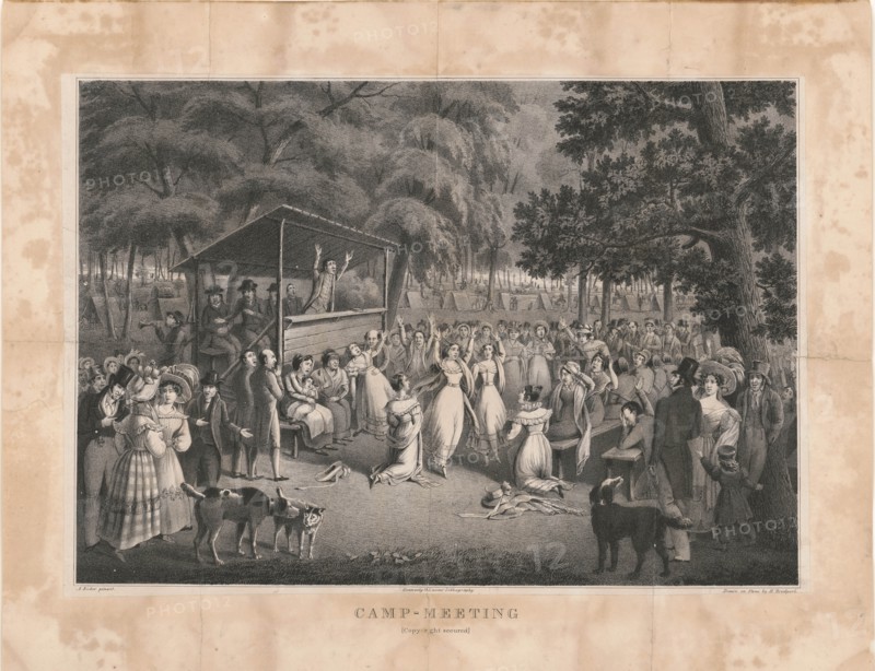 Camp meeting of the Methodists in North America , c. 1829.