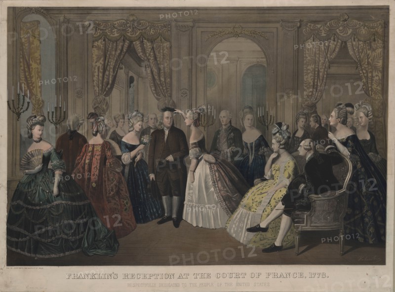 Franklin's reception at the court of France, 1778, 1850s.