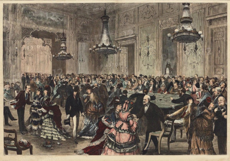 Interior view of the Gambling House at Wiesbaden in October 7, 1871, 1871.