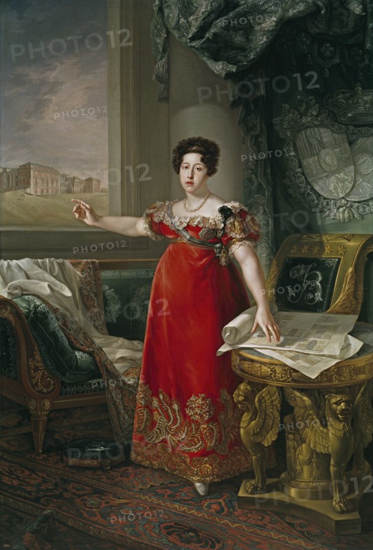 Maria Isabel of Portugal (1797-1818), in front of the Prado Museum, 1829.