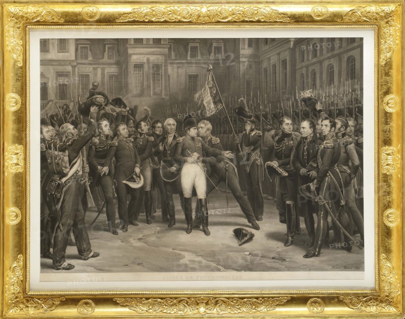Napoleon's farewell to the Imperial Guard in the courtyard of the Palace of Fontainebleau on 20 Apri