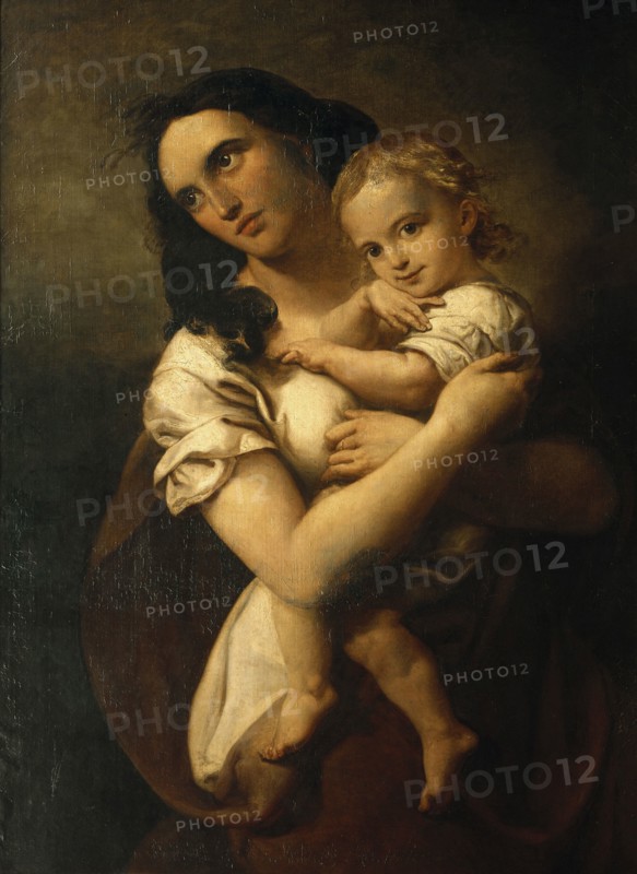 Portrait of the composer Fanny Hensel née Mendelssohn (1805-1847) with Son Sebastian, 1833-1834.