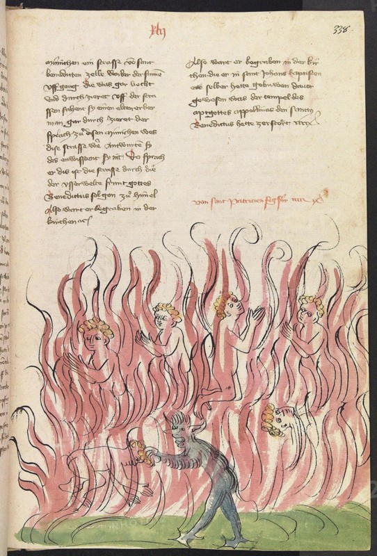 St Patrick's Purgatory. From the Alsacian Legenda Aurea, 1418-1419.