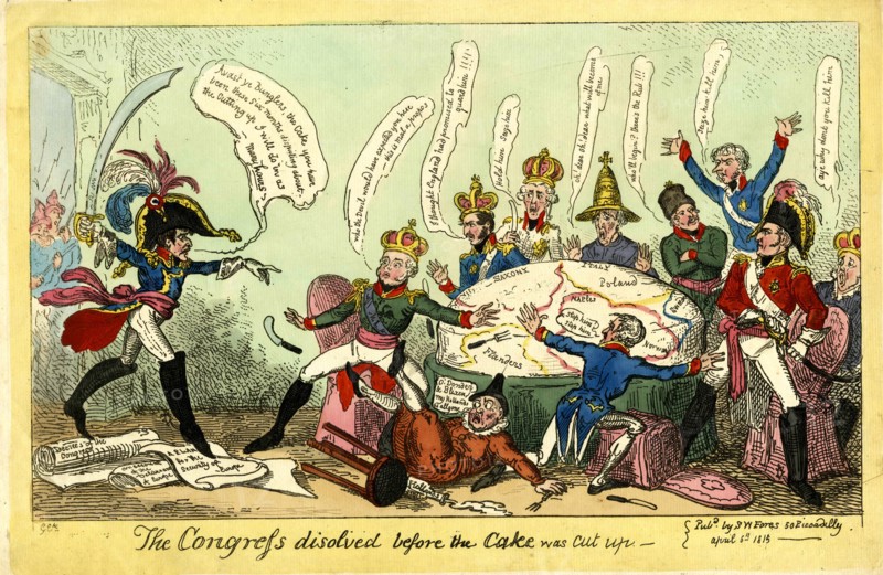 The Congress dissolved before the Cake was Cut up, Caricature on the Congress of Vienna, 1815.