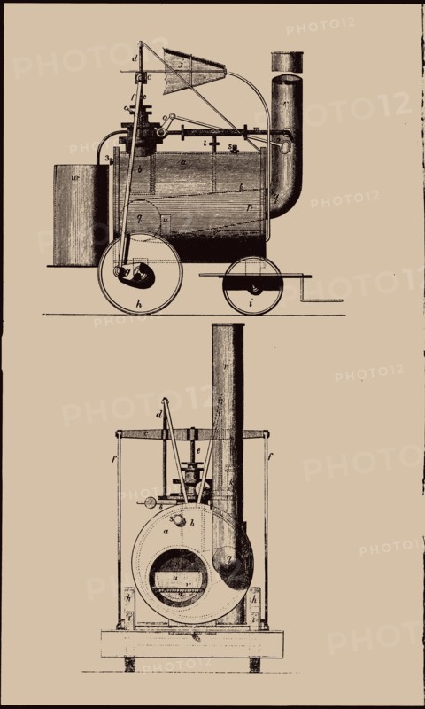 The first passenger-carrying common road locomotive, Camborne, 1801, 1801.