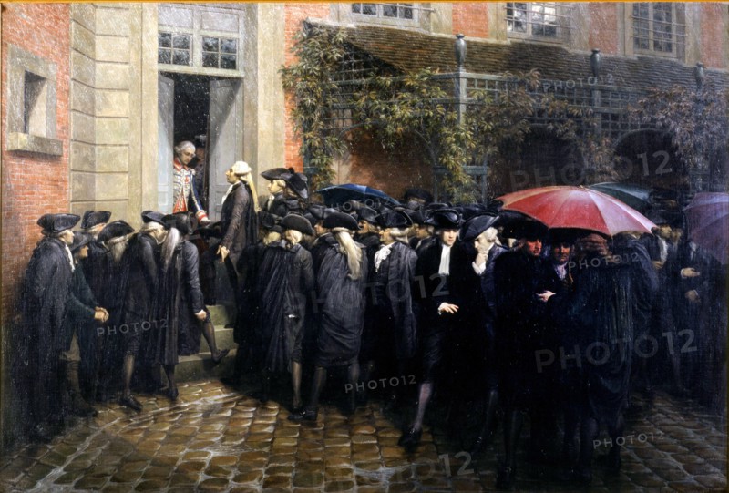 Third Estate representatives locked out of the assembly room Hôtel des Menus-Plaisirs in Versailles,