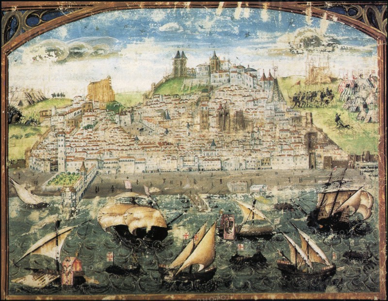 View of Lisbon. Miniature from Crónica de Dom Afonso Henriques by Duarte Galvão, ca. 1505-1510.