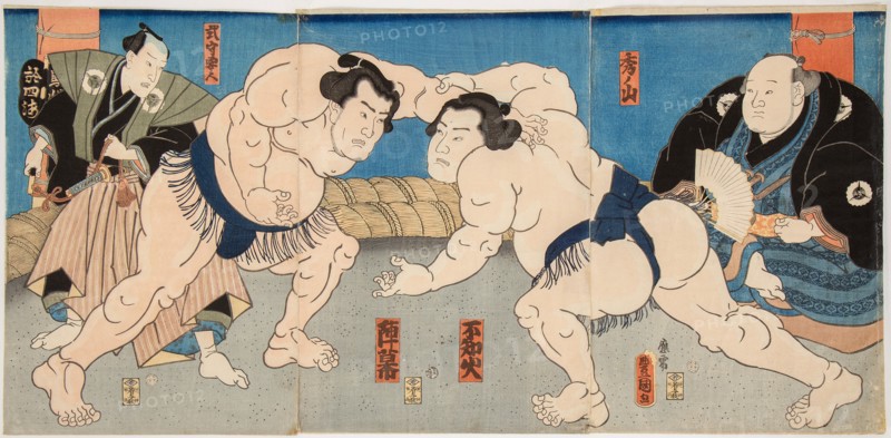 Wrestling match Shiranui vs Jimmaku, 1860s.