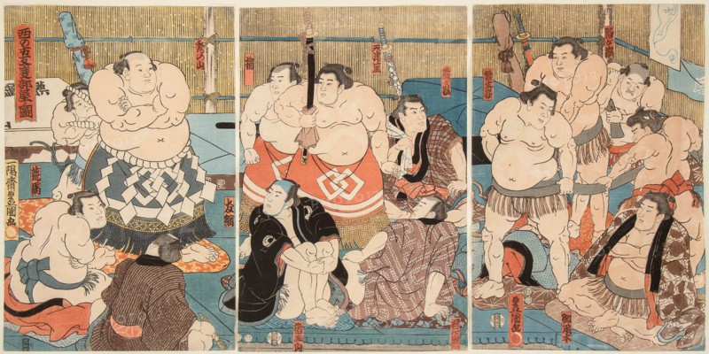 Wrestling match Shitaky Beya vs Hidenoyama, 1850.